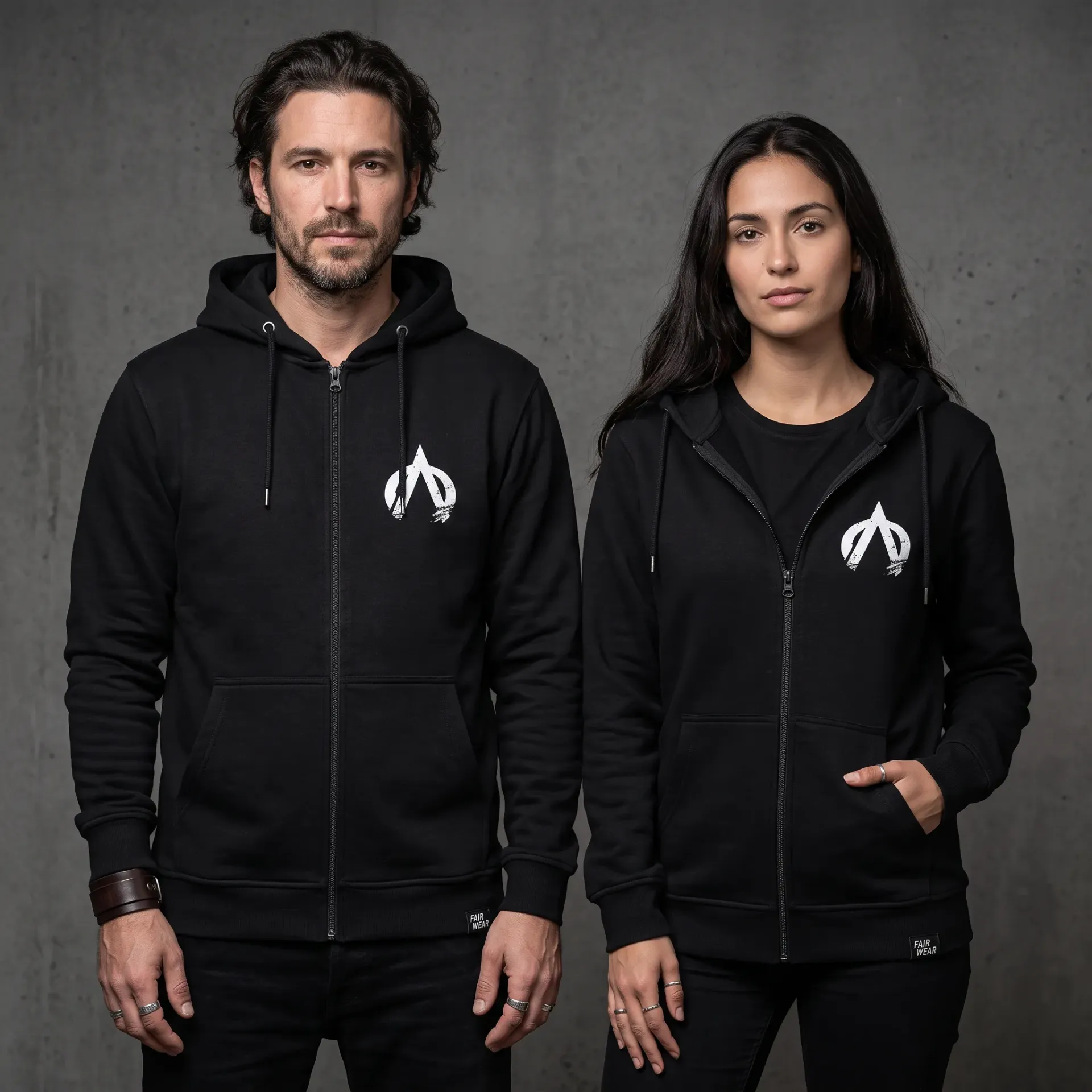 Heavy Zip-Hoodie nur Logo (Schwarz, S)
