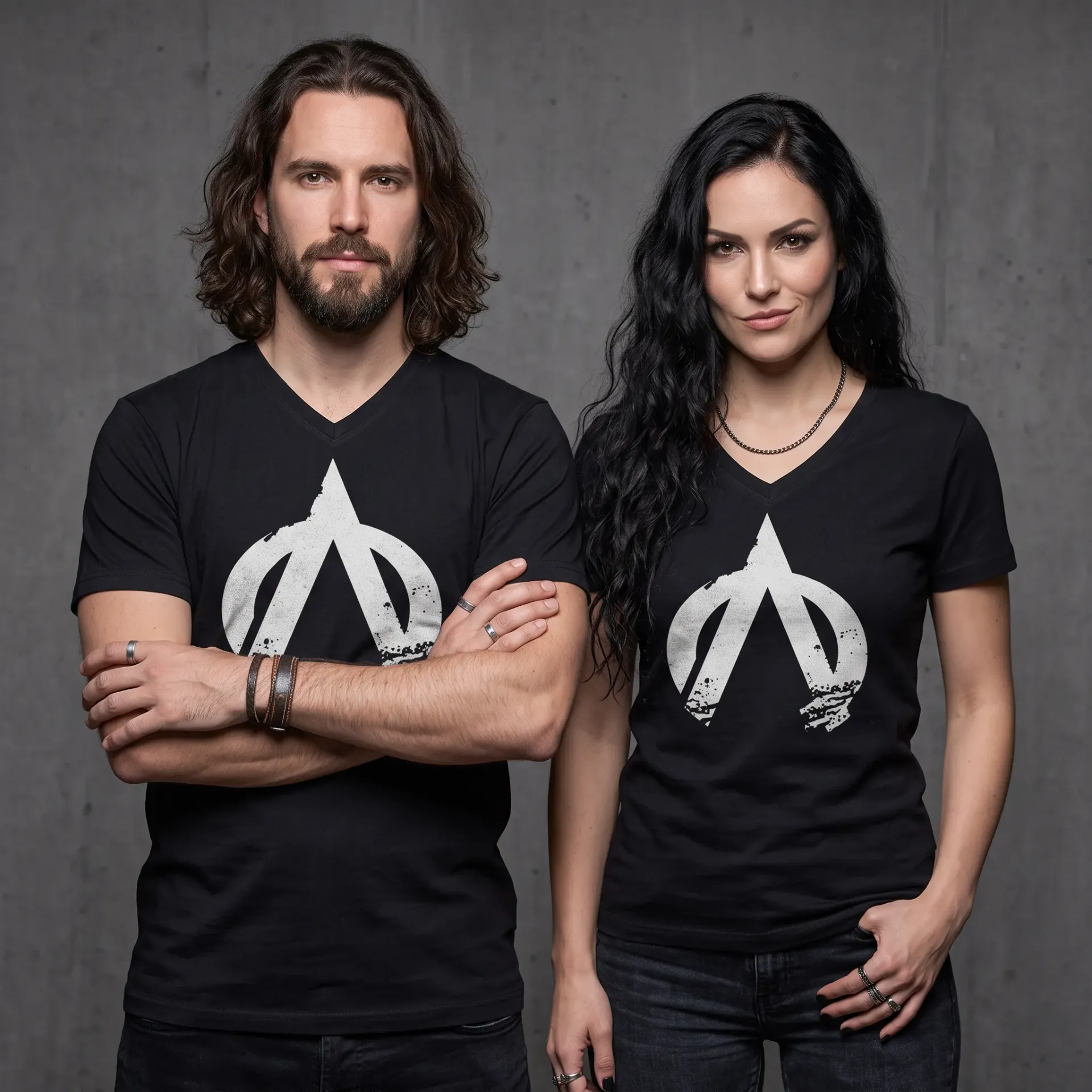 T-Shirt V-Neck NurLogo/Weiss FAIR WEAR